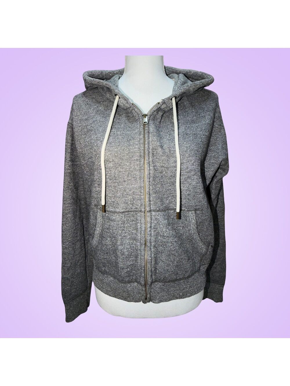 American Eagle Outfitters Womens Medium Gray Full Zip Hoodie Sweatshirt Y2K